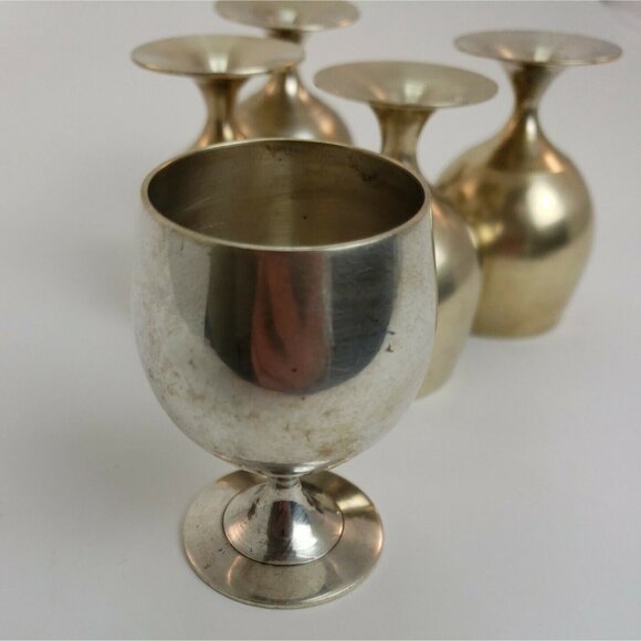 Leonard Silver Plate Goblet Lot Liqueur Snifter Cordial Shot Mini Glass Cup EPNS - Picture 11 of 11